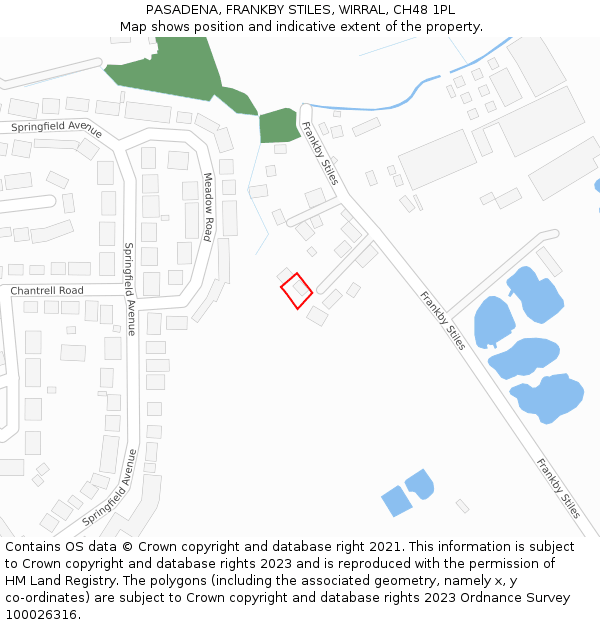 PASADENA, FRANKBY STILES, WIRRAL, CH48 1PL: Location map and indicative extent of plot