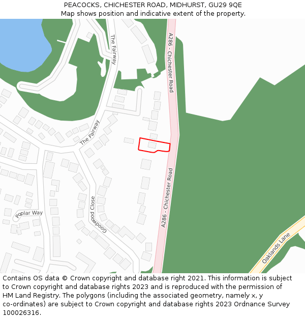 PEACOCKS, CHICHESTER ROAD, MIDHURST, GU29 9QE: Location map and indicative extent of plot