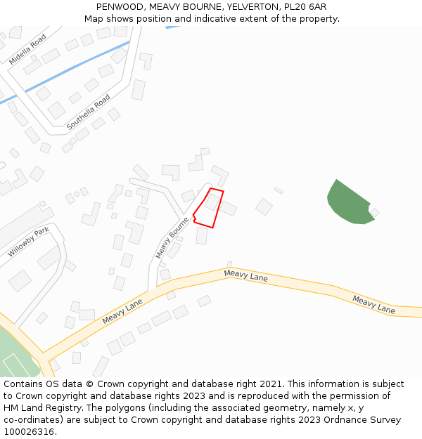 PENWOOD, MEAVY BOURNE, YELVERTON, PL20 6AR: Location map and indicative extent of plot