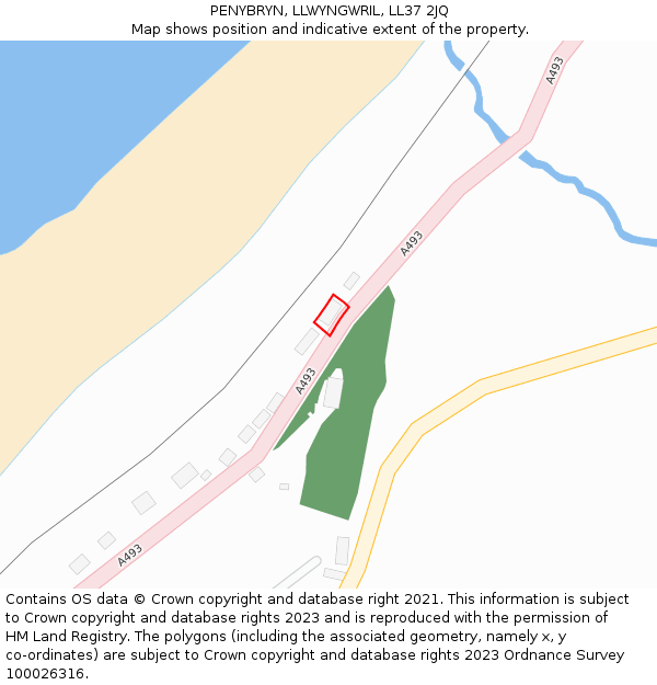 PENYBRYN, LLWYNGWRIL, LL37 2JQ: Location map and indicative extent of plot