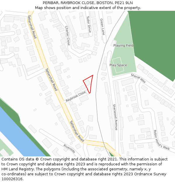 PERIBAR, RAYBROOK CLOSE, BOSTON, PE21 9LN: Location map and indicative extent of plot