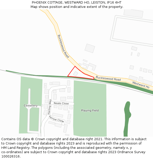 PHOENIX COTTAGE, WESTWARD HO, LEISTON, IP16 4HT: Location map and indicative extent of plot