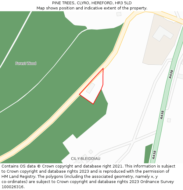 PINE TREES, CLYRO, HEREFORD, HR3 5LD: Location map and indicative extent of plot