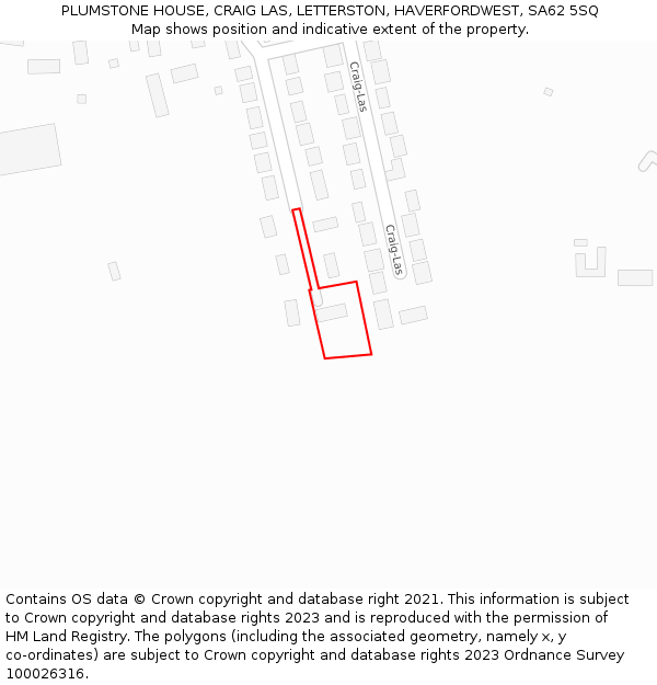 PLUMSTONE HOUSE, CRAIG LAS, LETTERSTON, HAVERFORDWEST, SA62 5SQ: Location map and indicative extent of plot