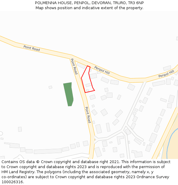 POLMENNA HOUSE, PENPOL, DEVORAN, TRURO, TR3 6NP: Location map and indicative extent of plot