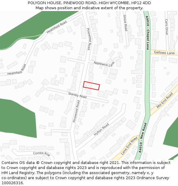 POLYGON HOUSE, PINEWOOD ROAD, HIGH WYCOMBE, HP12 4DD: Location map and indicative extent of plot