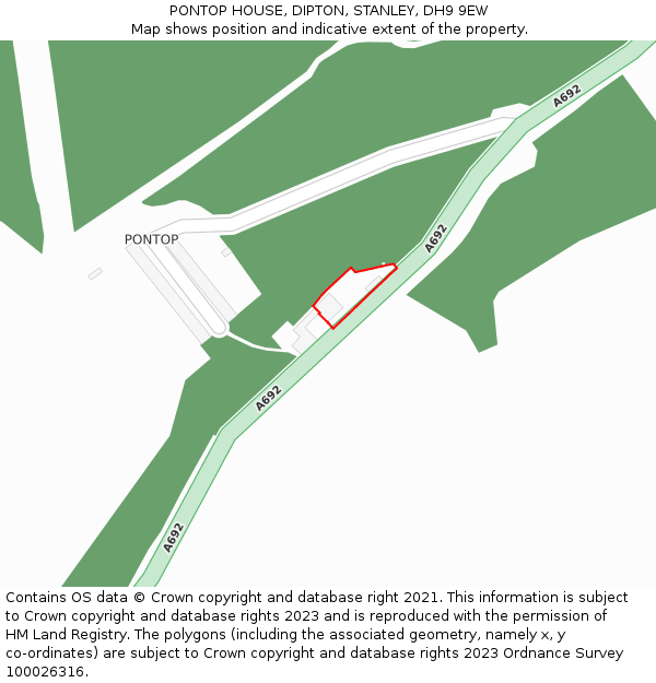 PONTOP HOUSE, DIPTON, STANLEY, DH9 9EW: Location map and indicative extent of plot