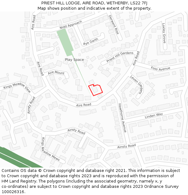 PRIEST HILL LODGE, AIRE ROAD, WETHERBY, LS22 7FJ: Location map and indicative extent of plot