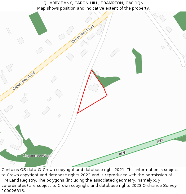 QUARRY BANK, CAPON HILL, BRAMPTON, CA8 1QN: Location map and indicative extent of plot