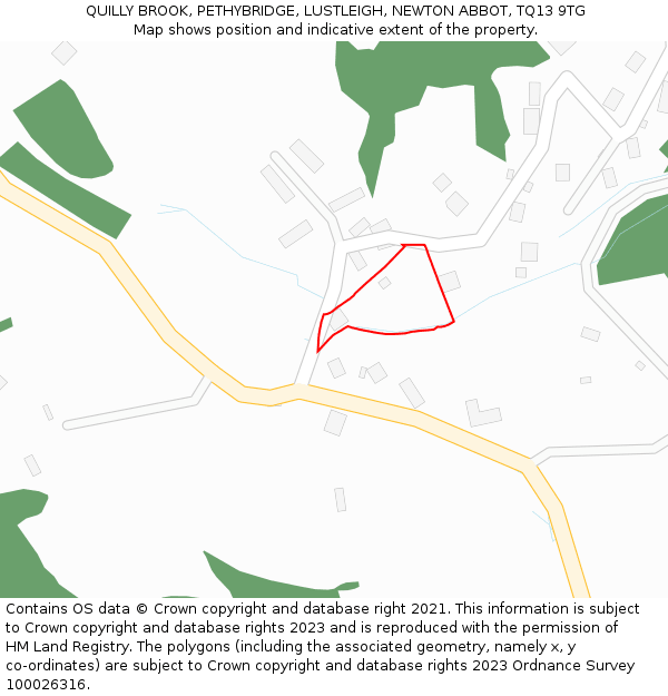 QUILLY BROOK, PETHYBRIDGE, LUSTLEIGH, NEWTON ABBOT, TQ13 9TG: Location map and indicative extent of plot