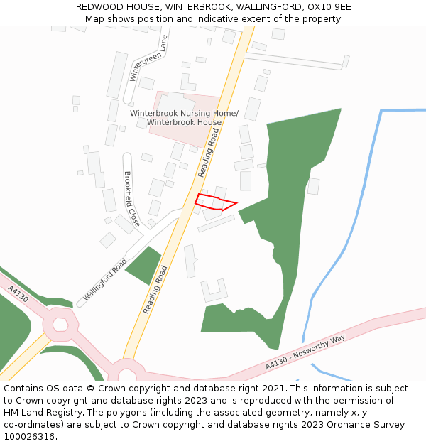 REDWOOD HOUSE, WINTERBROOK, WALLINGFORD, OX10 9EE: Location map and indicative extent of plot