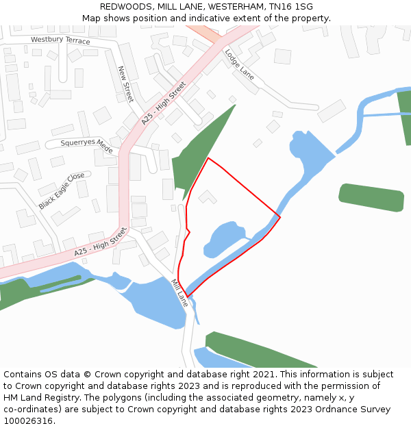 REDWOODS, MILL LANE, WESTERHAM, TN16 1SG: Location map and indicative extent of plot