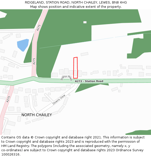 RIDGELAND, STATION ROAD, NORTH CHAILEY, LEWES, BN8 4HG: Location map and indicative extent of plot
