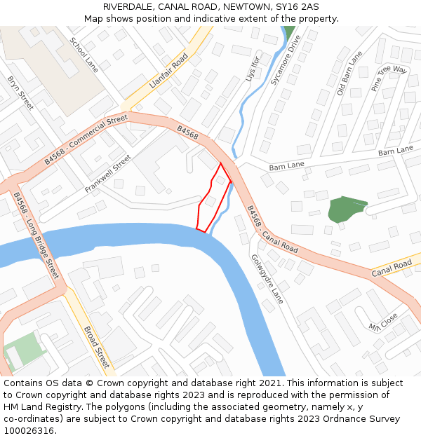 RIVERDALE, CANAL ROAD, NEWTOWN, SY16 2AS: Location map and indicative extent of plot