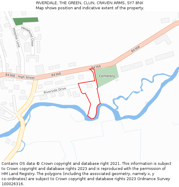 RIVERDALE, THE GREEN, CLUN, CRAVEN ARMS, SY7 8NX: Location map and indicative extent of plot