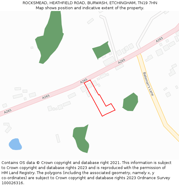 ROCKSMEAD, HEATHFIELD ROAD, BURWASH, ETCHINGHAM, TN19 7HN: Location map and indicative extent of plot