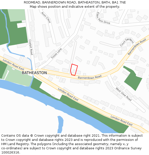 RODMEAD, BANNERDOWN ROAD, BATHEASTON, BATH, BA1 7NE: Location map and indicative extent of plot