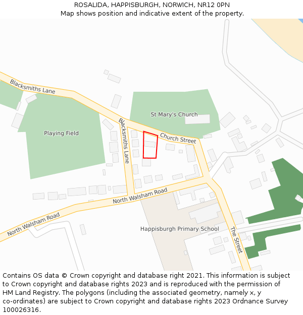 ROSALIDA, HAPPISBURGH, NORWICH, NR12 0PN: Location map and indicative extent of plot