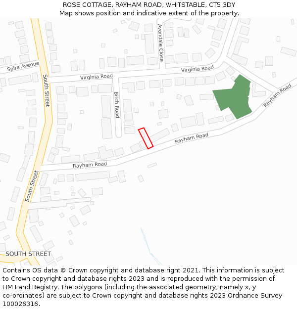 ROSE COTTAGE, RAYHAM ROAD, WHITSTABLE, CT5 3DY: Location map and indicative extent of plot