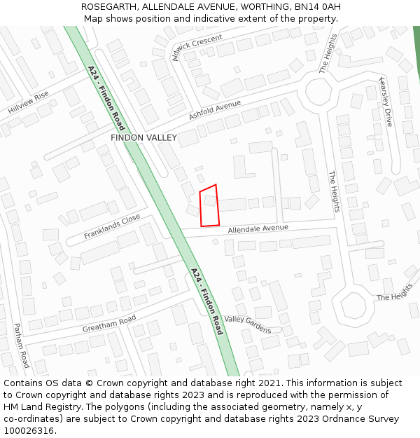 ROSEGARTH, ALLENDALE AVENUE, WORTHING, BN14 0AH: Location map and indicative extent of plot