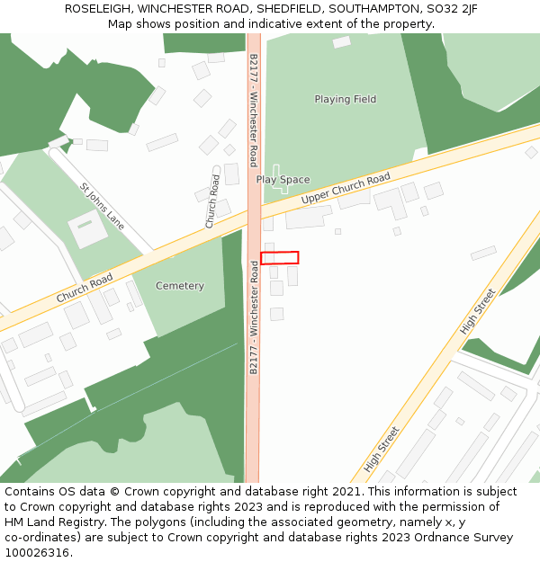 ROSELEIGH, WINCHESTER ROAD, SHEDFIELD, SOUTHAMPTON, SO32 2JF: Location map and indicative extent of plot