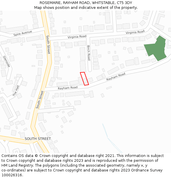 ROSEMARIE, RAYHAM ROAD, WHITSTABLE, CT5 3DY: Location map and indicative extent of plot