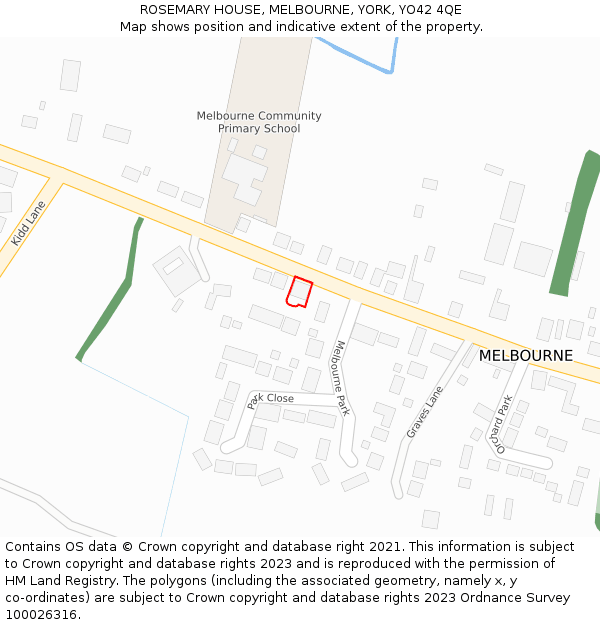 ROSEMARY HOUSE, MELBOURNE, YORK, YO42 4QE: Location map and indicative extent of plot