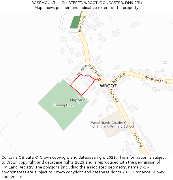 ROSEMOUNT, HIGH STREET, WROOT, DONCASTER, DN9 2BU: Location map and indicative extent of plot