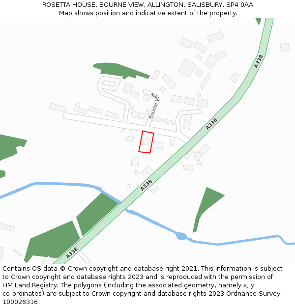 ROSETTA HOUSE, BOURNE VIEW, ALLINGTON, SALISBURY, SP4 0AA: Location map and indicative extent of plot