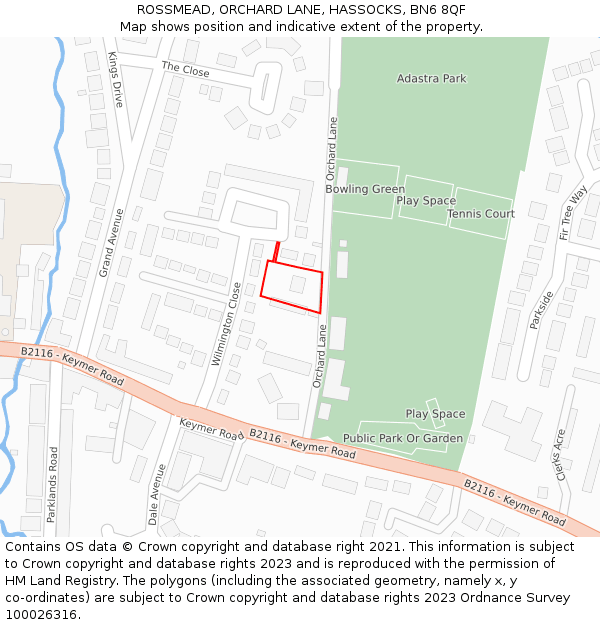 ROSSMEAD, ORCHARD LANE, HASSOCKS, BN6 8QF: Location map and indicative extent of plot