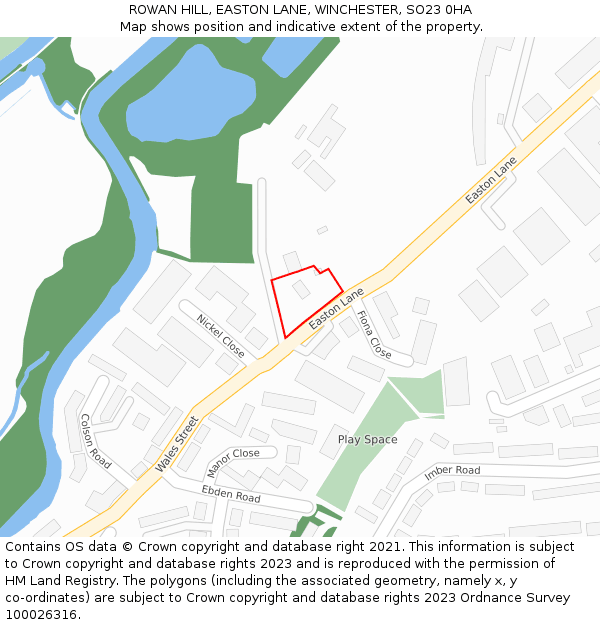 ROWAN HILL, EASTON LANE, WINCHESTER, SO23 0HA: Location map and indicative extent of plot