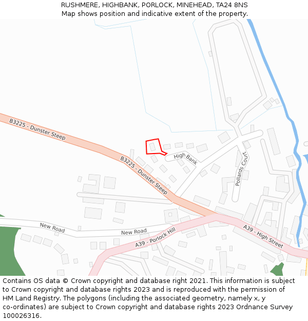 RUSHMERE, HIGHBANK, PORLOCK, MINEHEAD, TA24 8NS: Location map and indicative extent of plot