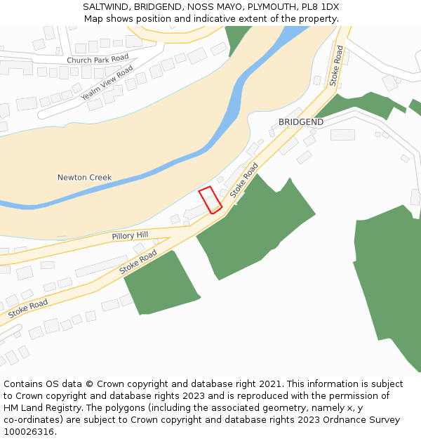 SALTWIND, BRIDGEND, NOSS MAYO, PLYMOUTH, PL8 1DX: Location map and indicative extent of plot