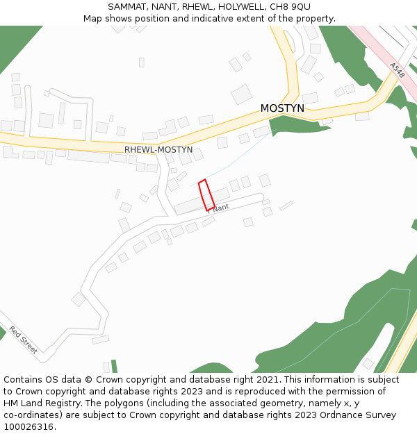 SAMMAT, NANT, RHEWL, HOLYWELL, CH8 9QU: Location map and indicative extent of plot