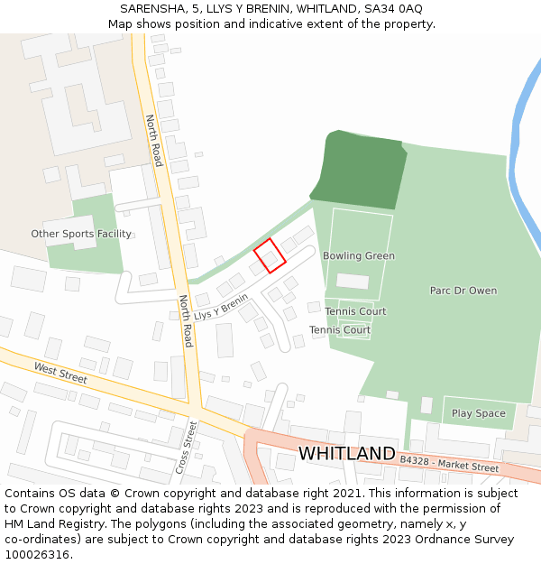 SARENSHA, 5, LLYS Y BRENIN, WHITLAND, SA34 0AQ: Location map and indicative extent of plot