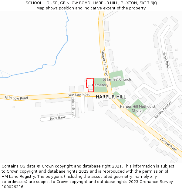SCHOOL HOUSE, GRINLOW ROAD, HARPUR HILL, BUXTON, SK17 9JQ: Location map and indicative extent of plot