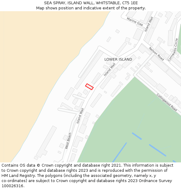 SEA SPRAY, ISLAND WALL, WHITSTABLE, CT5 1EE: Location map and indicative extent of plot