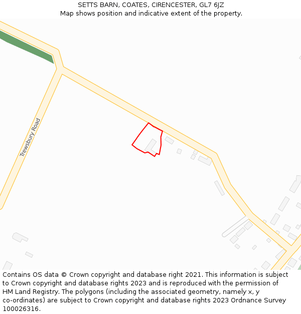 SETTS BARN, COATES, CIRENCESTER, GL7 6JZ: Location map and indicative extent of plot