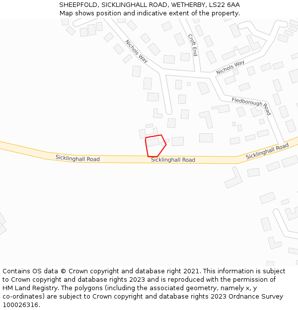 SHEEPFOLD, SICKLINGHALL ROAD, WETHERBY, LS22 6AA: Location map and indicative extent of plot
