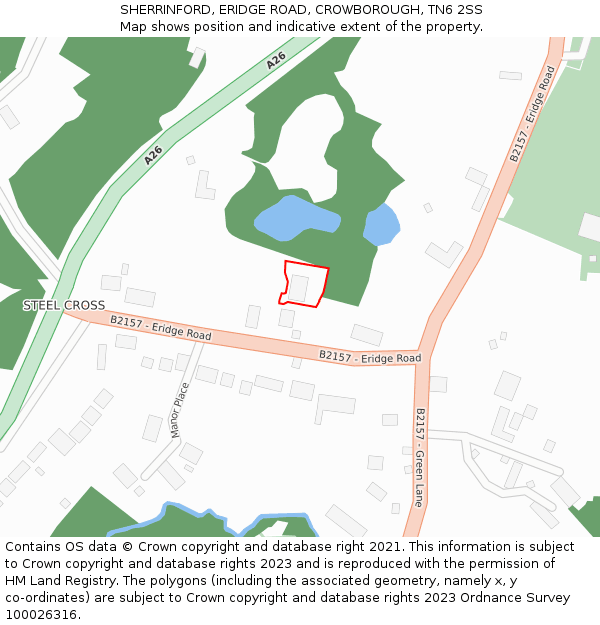 SHERRINFORD, ERIDGE ROAD, CROWBOROUGH, TN6 2SS: Location map and indicative extent of plot