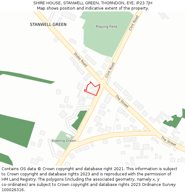 SHIRE HOUSE, STANWELL GREEN, THORNDON, EYE, IP23 7JH: Location map and indicative extent of plot