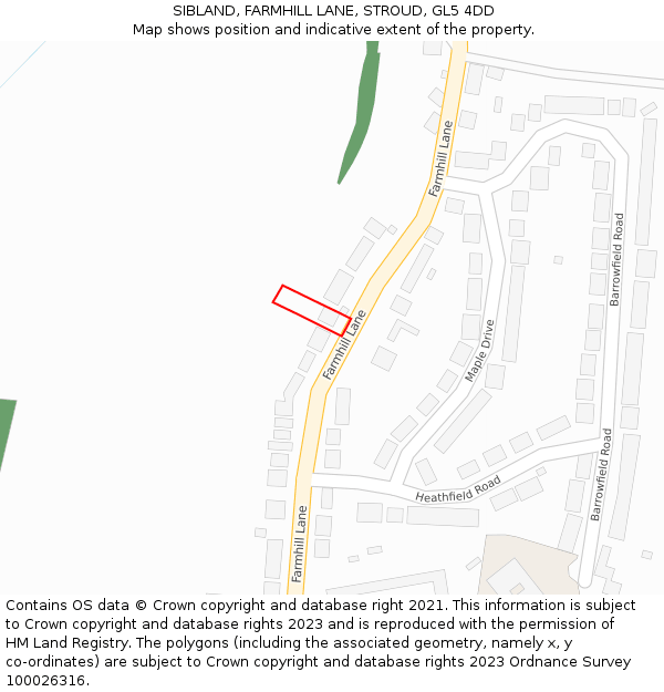 SIBLAND, FARMHILL LANE, STROUD, GL5 4DD: Location map and indicative extent of plot