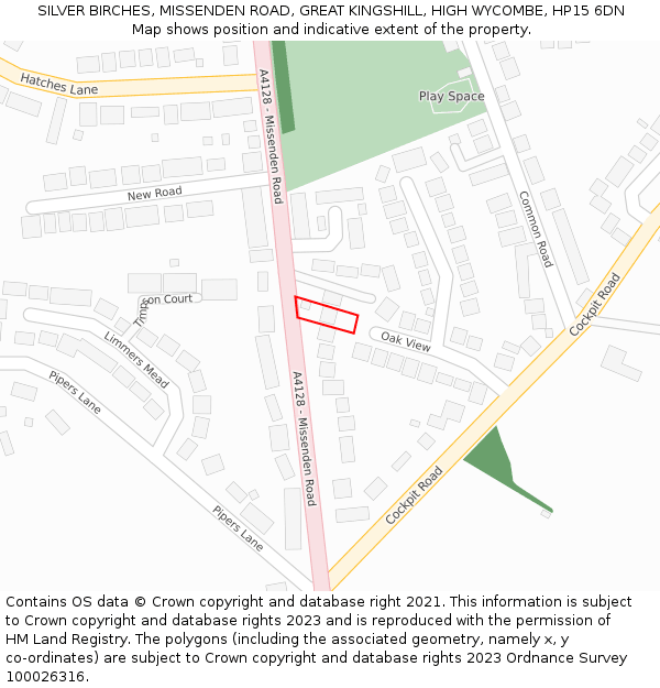 SILVER BIRCHES, MISSENDEN ROAD, GREAT KINGSHILL, HIGH WYCOMBE, HP15 6DN: Location map and indicative extent of plot