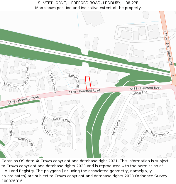 SILVERTHORNE, HEREFORD ROAD, LEDBURY, HR8 2PR: Location map and indicative extent of plot