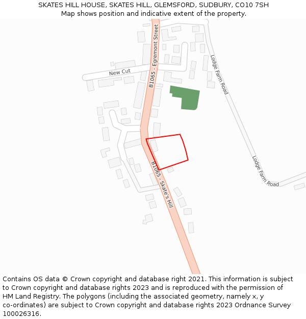 SKATES HILL HOUSE, SKATES HILL, GLEMSFORD, SUDBURY, CO10 7SH: Location map and indicative extent of plot