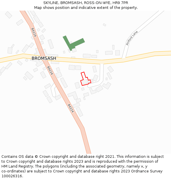 SKYLINE, BROMSASH, ROSS-ON-WYE, HR9 7PR: Location map and indicative extent of plot
