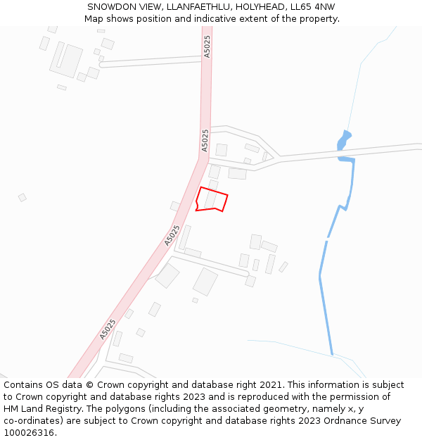 SNOWDON VIEW, LLANFAETHLU, HOLYHEAD, LL65 4NW: Location map and indicative extent of plot