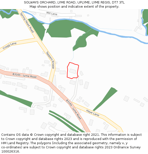 SOLWAYS ORCHARD, LYME ROAD, UPLYME, LYME REGIS, DT7 3TL: Location map and indicative extent of plot