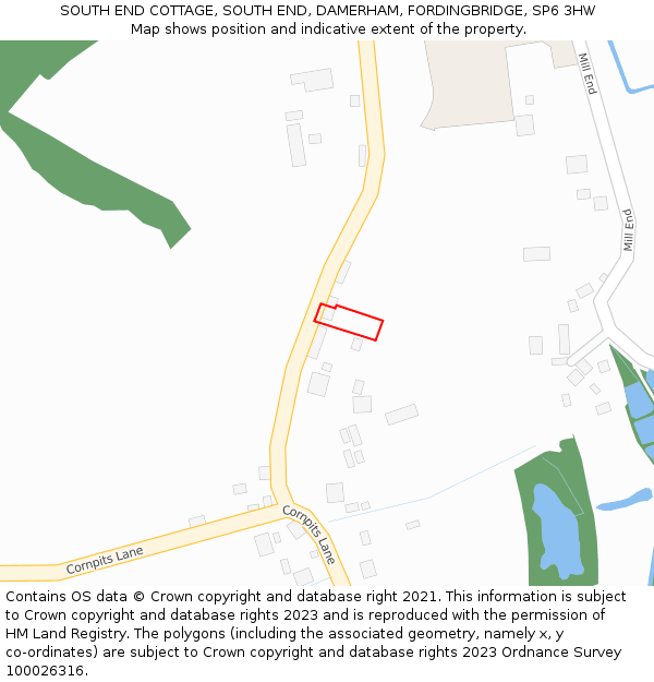 SOUTH END COTTAGE, SOUTH END, DAMERHAM, FORDINGBRIDGE, SP6 3HW: Location map and indicative extent of plot