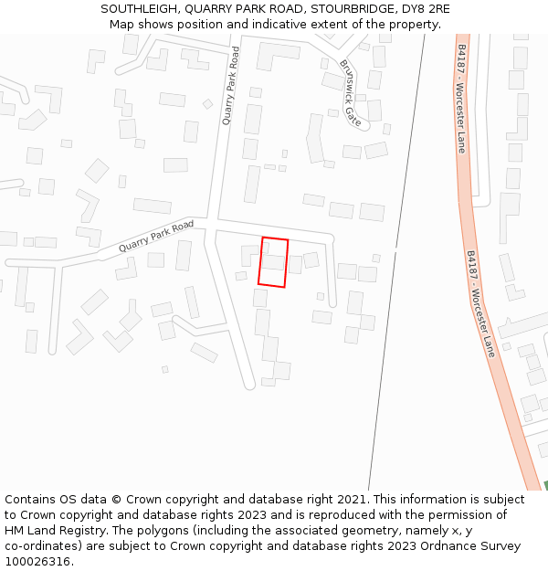 SOUTHLEIGH, QUARRY PARK ROAD, STOURBRIDGE, DY8 2RE: Location map and indicative extent of plot